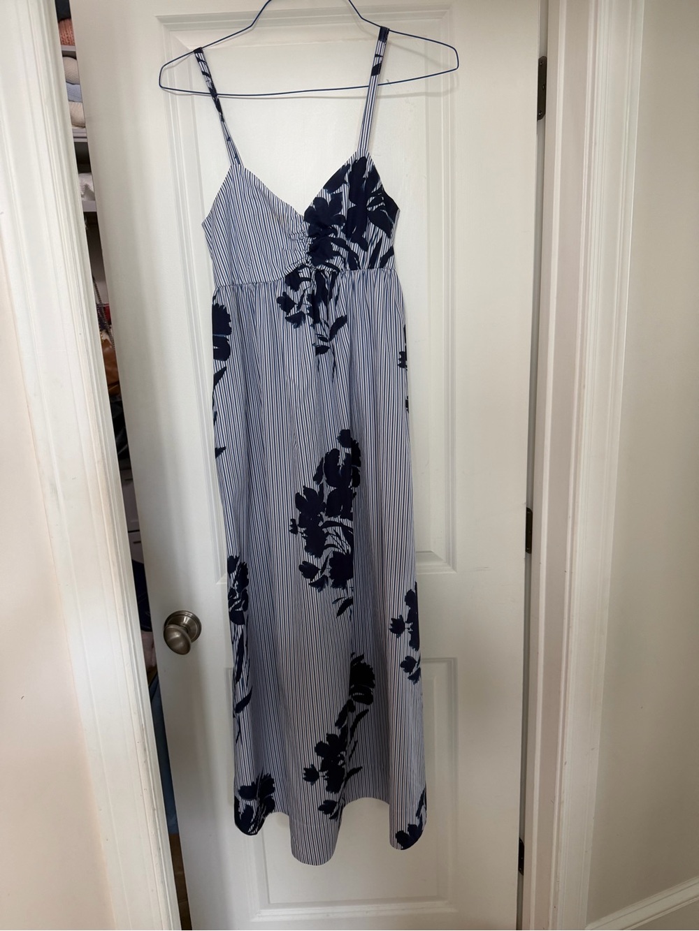 Abercrombie & Fitch Navy Floral Striped Maxi Dress